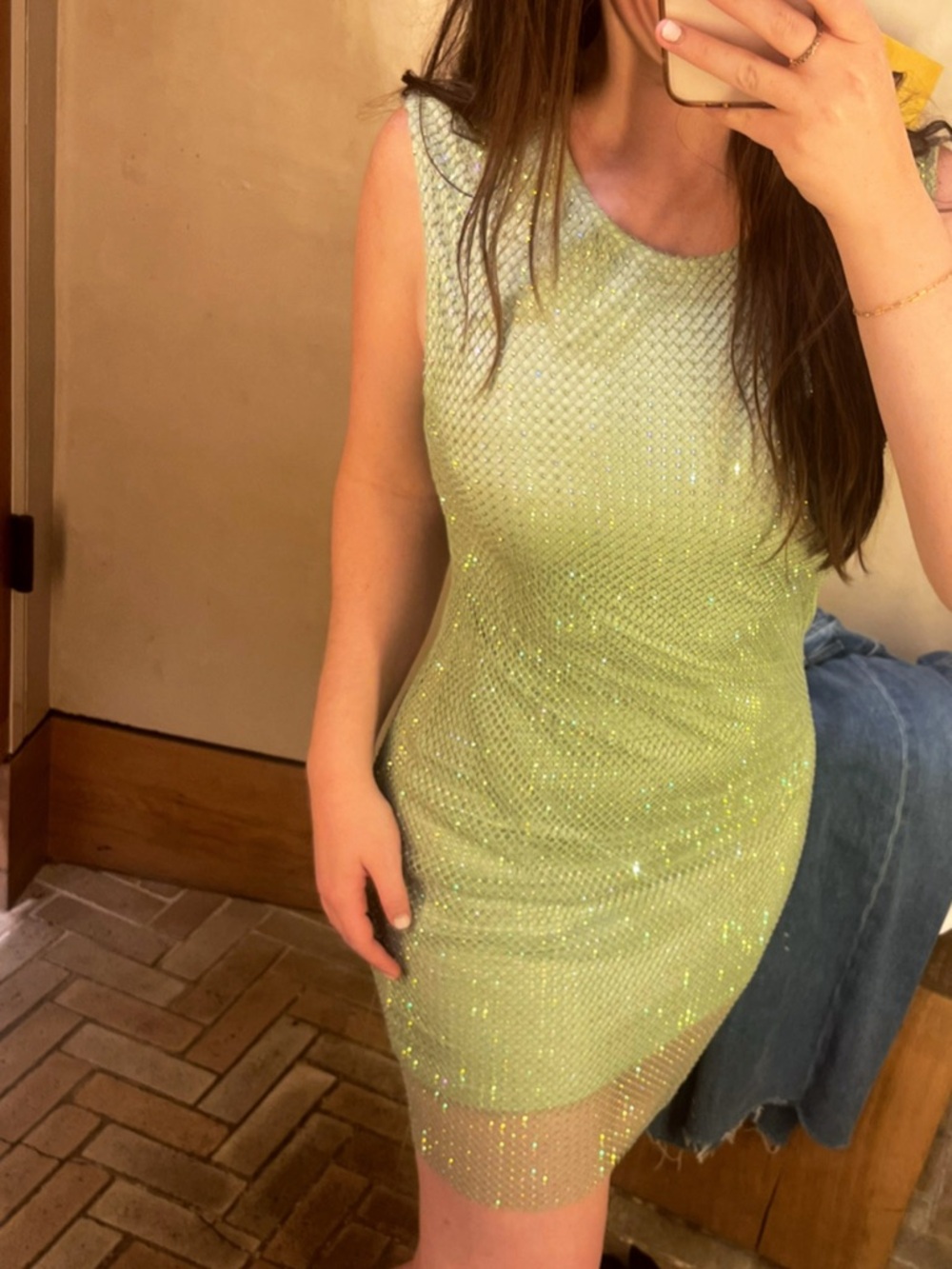 Anthropologie Sleeveless Sparkle Dress in Green